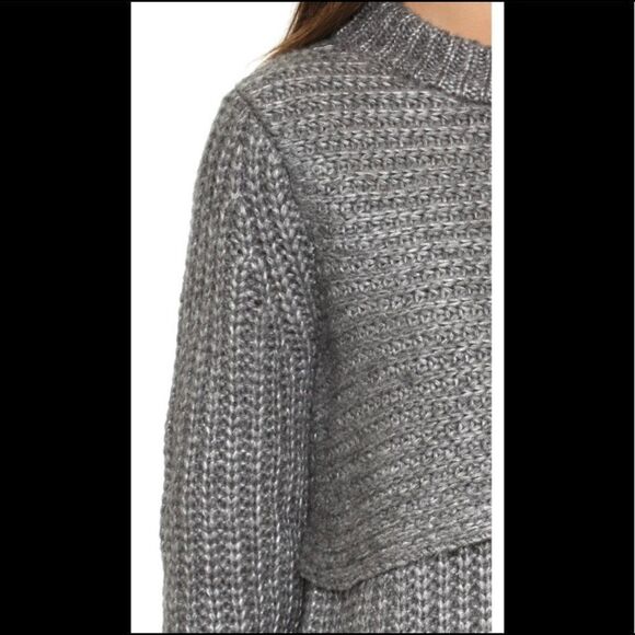 Michelle Mason Gray/Silver Layered Wool Mix Ribbed-knit Sweater M - Picture 2 of 6